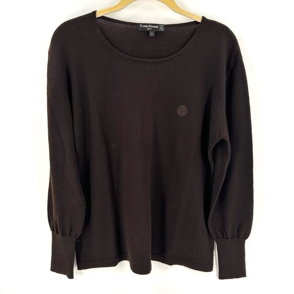 Louis Feraud Italy US Sz 14 Wool Sweater Brown Balloon Long Sleeve Pullover Top - Picture 1 of 9
